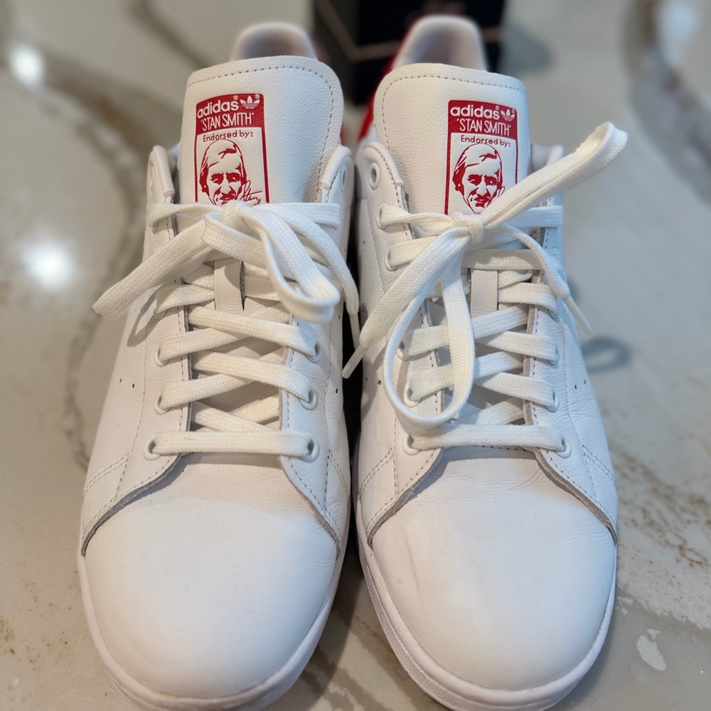 Adidas Stan Smith White and Red Sneakers